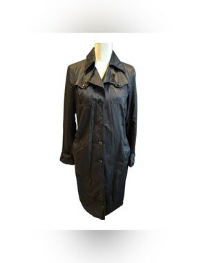 Kenneth Cole Reaction Black Single-Breasted Trench Coat- Medium